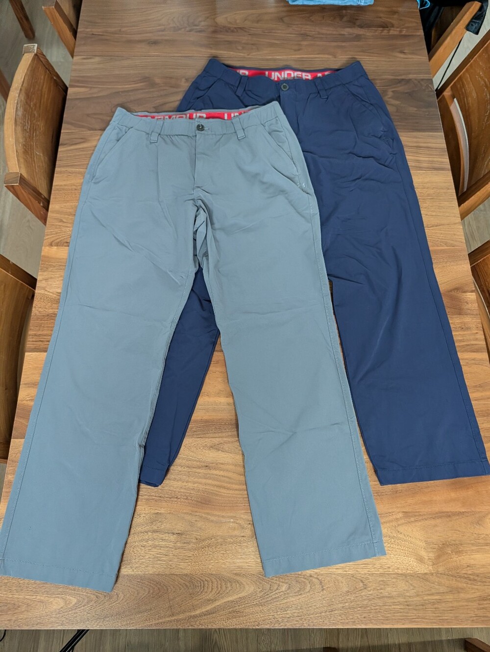 2 Pairs Under Armour Drive(?) Golf Pants - Navy/Gray, 34 x 30